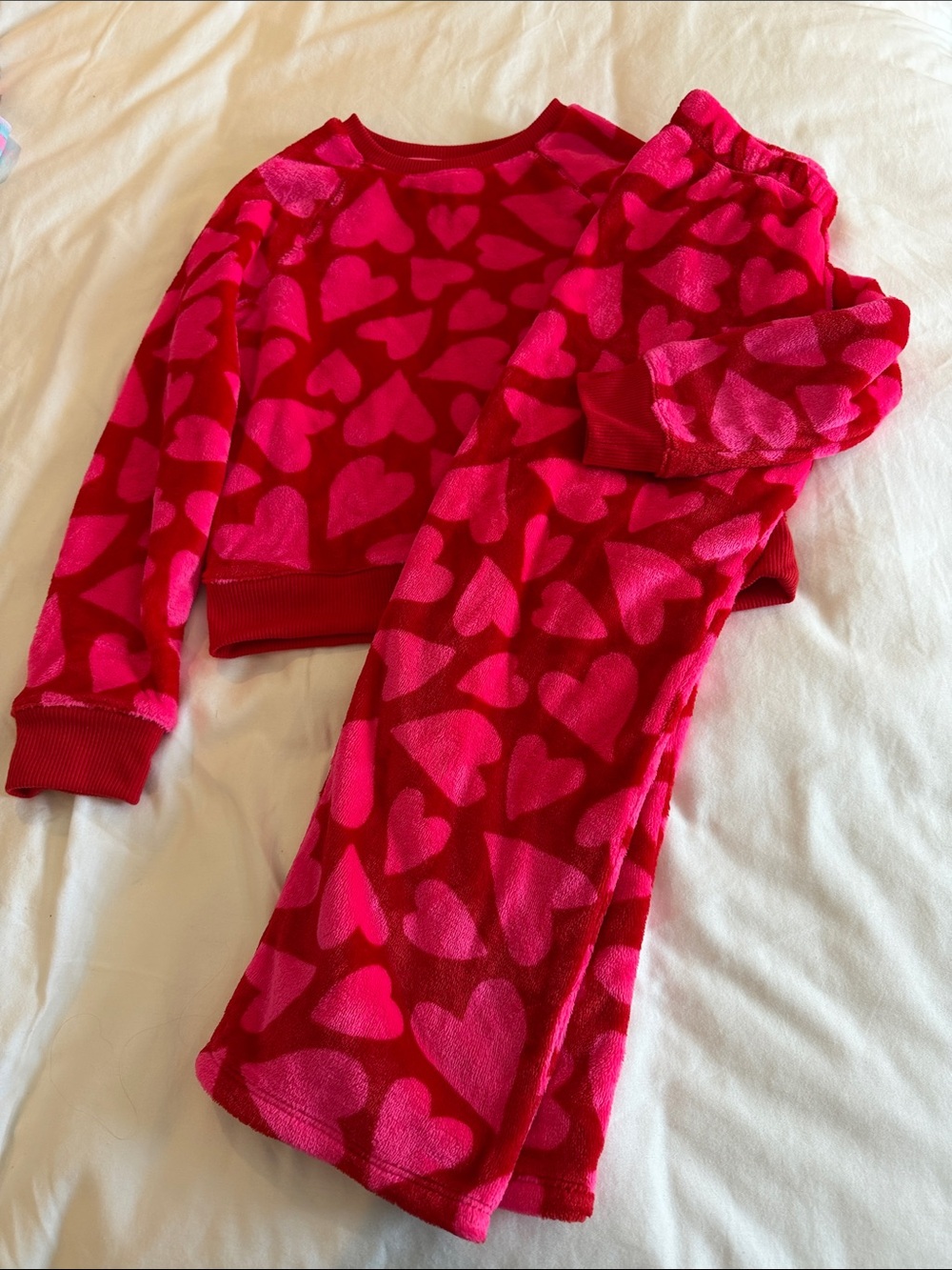 Cat & Jack Hot Pink and Fuchsia Heart Fleece Pajama Set